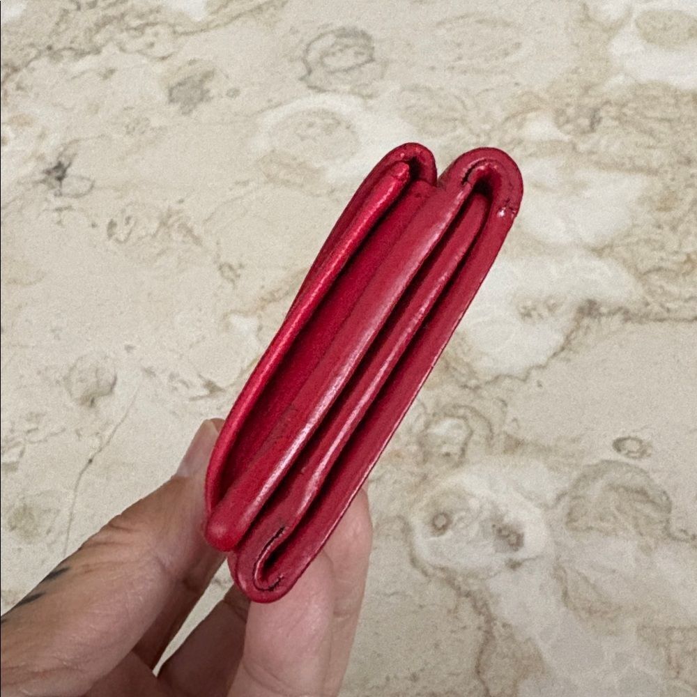 Balenciaga Papier Mini Tri-Fold Wallet Red Leather - Picture 3 of 13